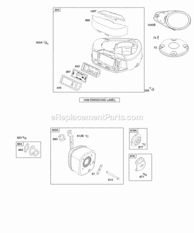 Air Cleaner Blower Housing Exhaust System Diagram and Parts List for 280J77-0122-B1  Briggs and Stratton Engine